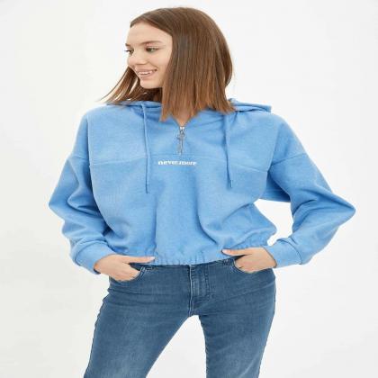 Yazı Baskılı Kapüşonlu Sweatshirt